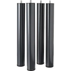 Juanio Lot de 4 pieds de lit à visser pour sommier tapissier couleur noir - Hauteur 40 cm x diamètre 5 cm, pas de vis de 10 mm* Pied De Lit
