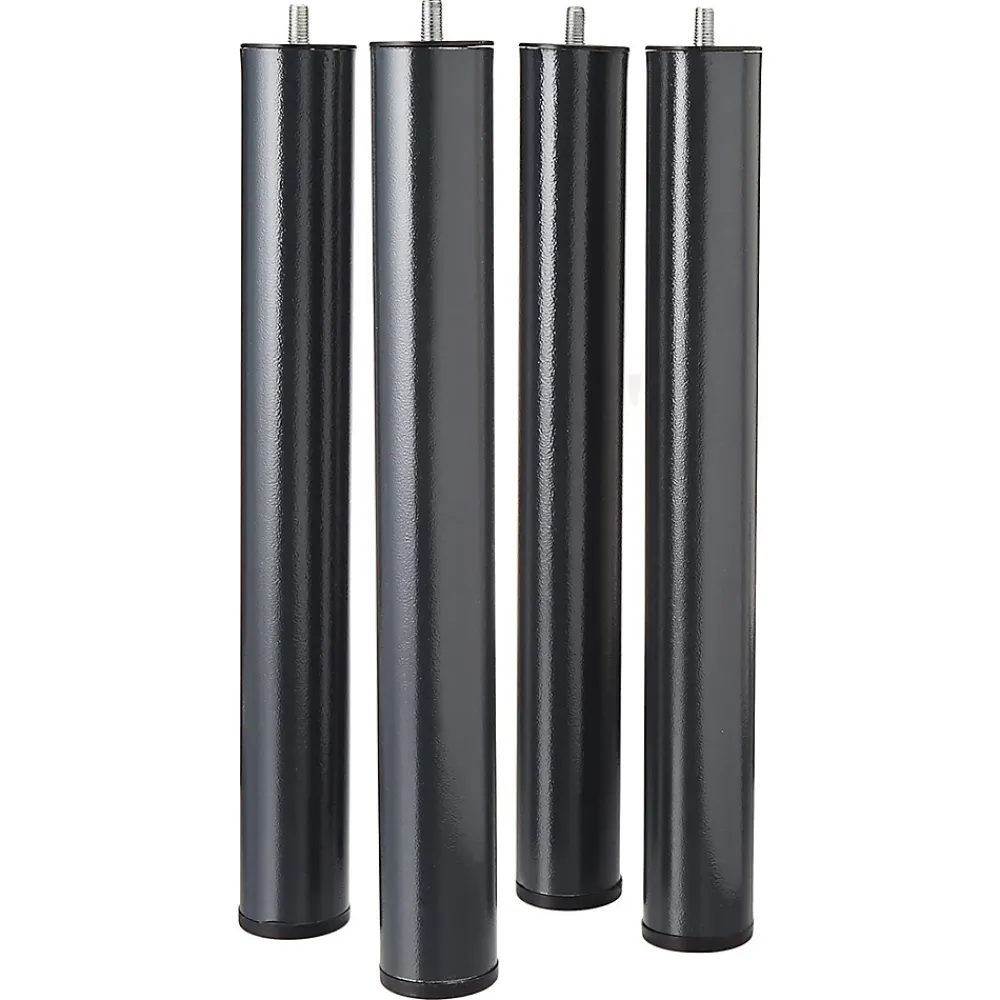 Juanio Lot de 4 pieds de lit à visser pour sommier tapissier couleur noir - Hauteur 40 cm x diamètre 5 cm, pas de vis de 10 mm* Pied De Lit