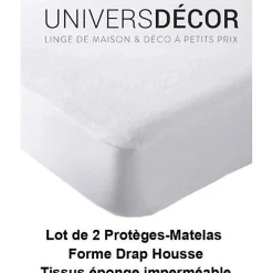 Lot de 2 Protèges matelas imperméable, absorbant et anti-acariens 90 x 190 cm>Univers Décor Outlet