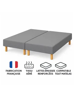 By Sommiflex. Lot de 2 Sommiers Tapissiers Gris 70x200 Ensemble 140x200 Fabrication Français* Sommier