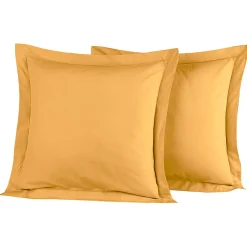 Lot de 2 taies d'oreiller en percale de coton Caramel 65x65 cm SOFT PERCALE>Sensei Maison Clearance