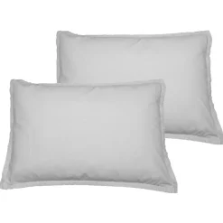 Lot de 2 taies d'oreiller en coton Gris Perle 50x70 cm STUDIO>Sensei Maison Clearance