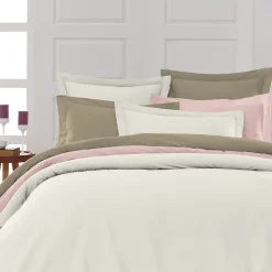 Sensei Maison Lot de 2 taies d'oreiller en percale de coton Ecru 65x65 cm SOFT PERCALE* Taie D'Oreiller