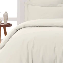 Sensei Maison Lot de 2 taies d'oreiller en percale de coton Ecru 65x65 cm SOFT PERCALE* Taie D'Oreiller