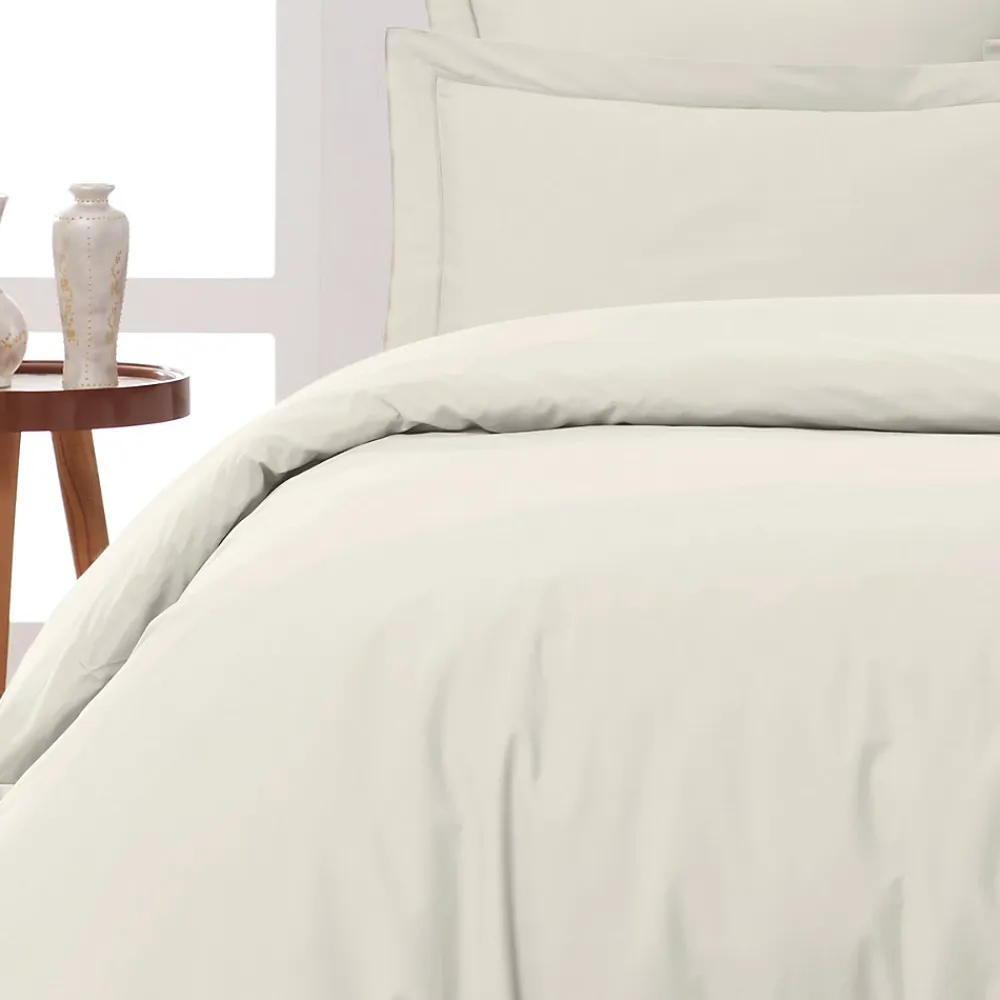 Sensei Maison Lot de 2 taies d'oreiller en percale de coton Ecru 65x65 cm SOFT PERCALE* Taie D'Oreiller
