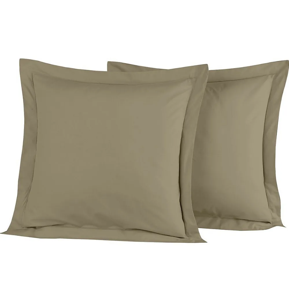 Lot de 2 taies d'oreiller en percale de coton Taupe 65x65 cm SOFT PERCALE>Sensei Maison New