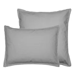 Lot de 2 taies d'oreiller en flanelle de coton Gris Perle 50x70 cm KLAPPEN><noscript><img width=