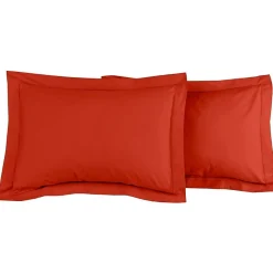 Lot de 2 taies d'oreiller en percale de coton Terracota 50x70 cm SOFT PERCALE>Sensei Maison Outlet