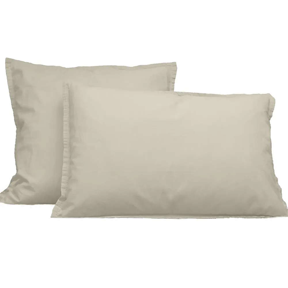 Sensei Maison Lot de 2 taies d'oreiller en flanelle de coton Ficelle 65x65 cm KLAPPEN* Taie D'Oreiller