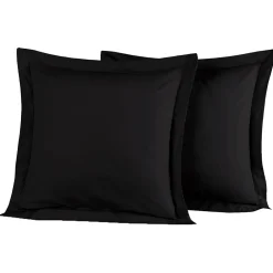 Lot de 2 taies d'oreiller en percale de coton Noir 65x65 cm SOFT PERCALE>Sensei Maison Online