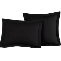 Lot de 2 taies d'oreiller en percale de coton Noir 65x65 cm SOFT PERCALE>Sensei Maison Online