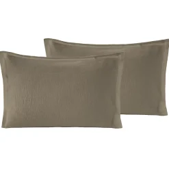 Sensei Maison Lot de 2 taies d'oreiller en gaze de coton Noisette 50x70 cm LOFT* Taie D'Oreiller