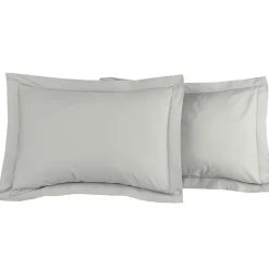 Sensei Maison Lot de 2 taies d'oreiller en percale de coton Gris Perle 50x70 cm SOFT PERCALE* Taie D'Oreiller