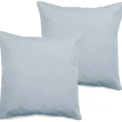 Vent Du Sud Lot de 2 taies d'oreiller percale pur coton peigné longues fibres 80 fils/cm² - Glacier - Lot de 2 taies d'oreiller 65* Taie D'Oreiller