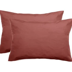 Vent Du Sud Lot de 2 taies d'oreiller percale pur coton peigné longues fibres 80 fils/cm² - Pêche - Lot de 2 taies d'oreiller 50 x* Taie D'Oreiller