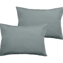 Vent Du Sud Lot de 2 taies d'oreiller percale pur coton peigné longues fibres 80 fils/cm² - Lichen - Lot de 2 taies d'oreiller 50* Taie D'Oreiller
