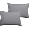 Vent Du Sud Lot de 2 taies d'oreiller percale pur coton peigné longues fibres 80 fils/cm² - Acier - Lot de 2 taies d'oreiller 50 x* Taie D'Oreiller