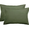 Vent Du Sud Lot de 2 taies d'oreiller percale pur coton peigné longues fibres 80 fils/cm² - Mousse - Lot de 2 taies d'oreiller 50* Taie D'Oreiller