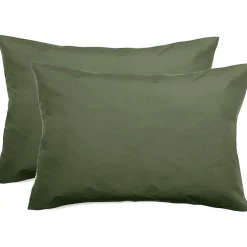 Vent Du Sud Lot de 2 taies d'oreiller percale pur coton peigné longues fibres 80 fils/cm² - Mousse - Lot de 2 taies d'oreiller 50* Taie D'Oreiller