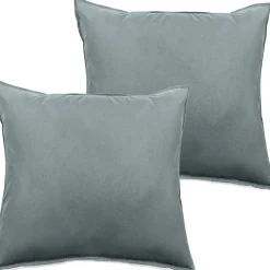 Lot de 2 taies d'oreiller Palace pur coton teint lavé 63 fils/cm² - Palace Lichen - Lot de 2 taies d'oreiller 65 x 65>Vent Du Sud Outlet