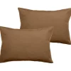 Vent Du Sud Lot de 2 taies d'oreiller percale pur coton peigné longues fibres 80 fils/cm² - Cognac - Lot de 2 taies d'oreiller 50* Taie D'Oreiller
