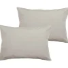 Vent Du Sud Lot de 2 taies d'oreiller percale pur coton peigné longues fibres 80 fils/cm² - Naturel - Lot de 2 taies d'oreiller 50* Taie D'Oreiller