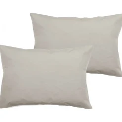 Vent Du Sud Lot de 2 taies d'oreiller percale pur coton peigné longues fibres 80 fils/cm² - Naturel - Lot de 2 taies d'oreiller 50* Taie D'Oreiller