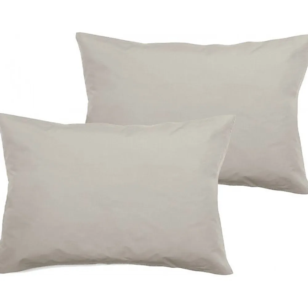 Vent Du Sud Lot de 2 taies d'oreiller percale pur coton peigné longues fibres 80 fils/cm² - Naturel - Lot de 2 taies d'oreiller 50* Taie D'Oreiller