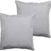Lot de 2 taies d'oreiller percale pur coton peigné longues fibres 80 fils/cm² - Perle - Lot de 2 taies d'oreiller 65 x>Vent Du Sud Best