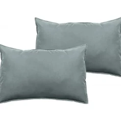 Vent Du Sud Lot de 2 taies d'oreiller Palace pur coton teint lavé 63 fils/cm² - Palace Lichen - Lot de 2 taies d'oreiller 50 x 70* Taie D'Oreiller