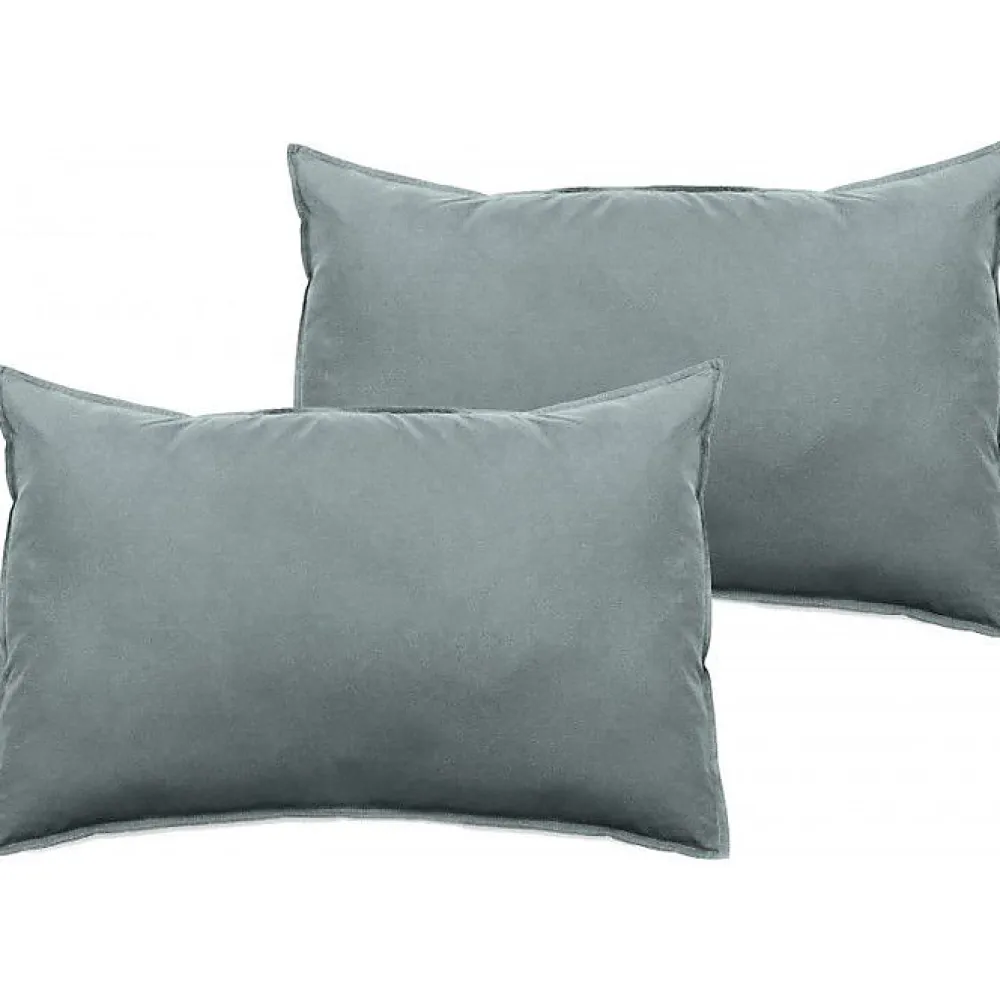 Vent Du Sud Lot de 2 taies d'oreiller Palace pur coton teint lavé 63 fils/cm² - Palace Lichen - Lot de 2 taies d'oreiller 50 x 70* Taie D'Oreiller
