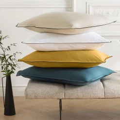 Future Home Lot de 2 taies d'oreiller unies en coton finition bourdon 50x70cm* Taie D'Oreiller