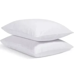 Bleu Calin Lot de 2 Taies d'oreiller unies 65x65cm PERCALE BLANC* Taie D'Oreiller