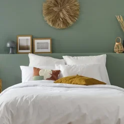 Bleu Calin Lot de 2 Taies d'oreiller unies 65x65cm PERCALE BLANC* Taie D'Oreiller