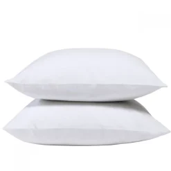 Bleu Calin Lot de 2 Taies d'oreiller unies 65x65cm PERCALE BLANC* Taie D'Oreiller