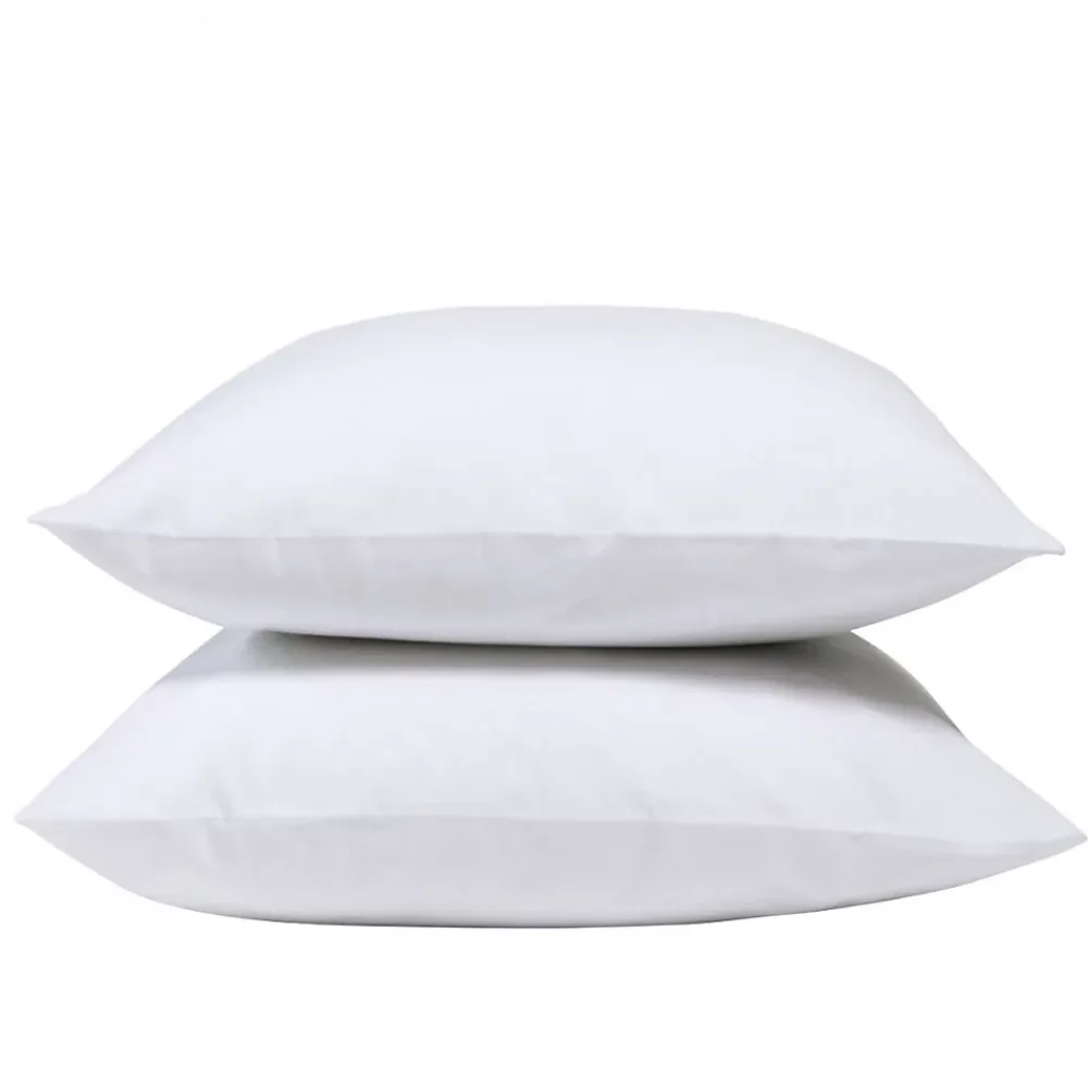 Bleu Calin Lot de 2 Taies d'oreiller unies 65x65cm PERCALE BLANC* Taie D'Oreiller