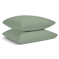 Bleu Calin Lot de 2 Taies d'oreiller unies 50x75cm PERCALE SAUGE* Taie D'Oreiller