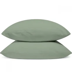 Bleu Calin Lot de 2 Taies d'oreiller unies 50x75cm PERCALE SAUGE* Taie D'Oreiller