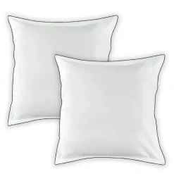 Lot de 2 taies d'oreiller unies en coton finition bourdon 65x65cm>Future Home Online