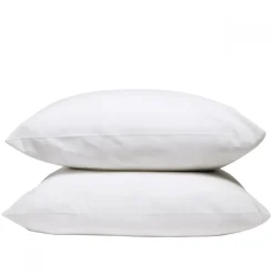 Lot de 2 Taies d'oreiller unies 50x75cm PERCALE BLANC>Bleu Calin Online