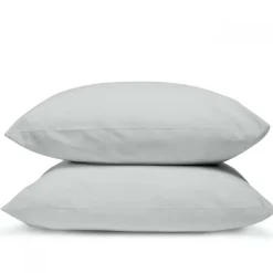 Lot de 2 Taies d'oreiller unies 50x75cm PERCALE GRIS CLAIR>Bleu Calin Best