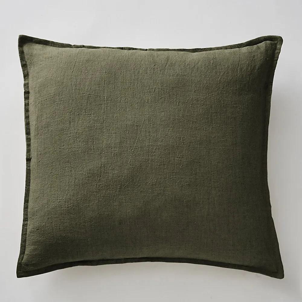 Meubletmoi Lot de 2 taies d'oreillers 60 x 60 cm en lin lavé vert - LUISA* Taie D'Oreiller