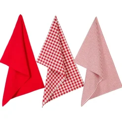 Lot de 3 torchons en coton 45x70 - Rouge- Atmosphera>Atmosphera Créateur D'Intérieur Outlet