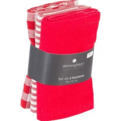 Atmosphera Créateur D'Intérieur Lot de 3 torchons en coton 45x70 - Gris- Atmosphera* Boutis, Couvre-Lit, Édredon