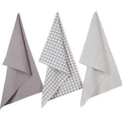 Atmosphera Créateur D'Intérieur Lot de 3 torchons en coton 45x70 - Gris- Atmosphera* Boutis, Couvre-Lit, Édredon