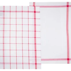 Lot de 2 torchons imprimés - coton - rouge et blanc - 45x70 cm - Atmosphera>Atmosphera Créateur D'Intérieur Discount