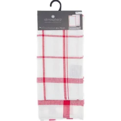 Lot de 2 torchons imprimés - coton - rouge et blanc - 45x70 cm - Atmosphera>Atmosphera Créateur D'Intérieur Discount