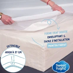 Lot Protège-Matelas 140x190 + 2 Protège-Oreillers 65x65 - Bouclette Éponge Coton Absorbante><noscript><img width=