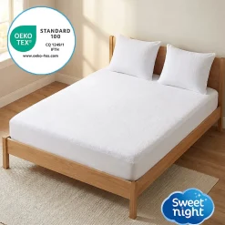 Lot Protège-Matelas 140x190 + 2 Protège-Oreillers 65x65 - Bouclette Éponge Coton Absorbante><noscript><img width=