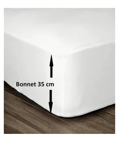 Drap Housse 100% Coton 140x190cm - Bonnet 35cm - Blanc>Lovely Home